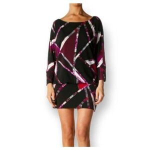 WHITE HOUSE BLACK MARKET SHIFT PURPLE & BLACK DRESS SZ.S EUC.